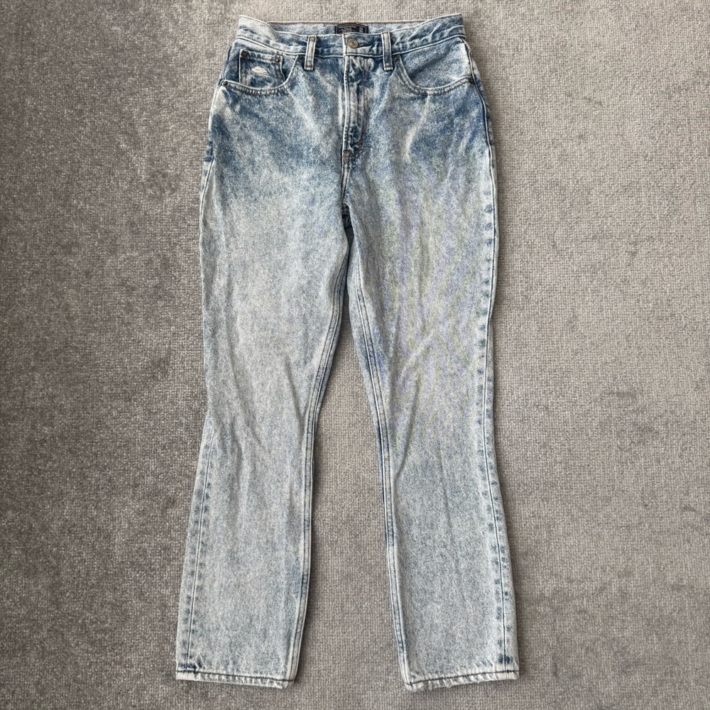 Abercrombie & Fitch Jeans Womens 24 00R Blue High Rise Mom Jean Acid Wash Denim
